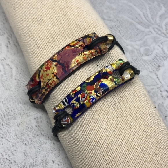 Artisan murano style art glass boho festival bracelets small wrists. - Picture 1 of 4